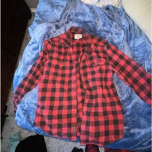 american eagle flannel, size medium, red plaid